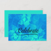 RSVP Card Waterverf Flowers Aqua en Turquoise (Voorkant / Achterkant)