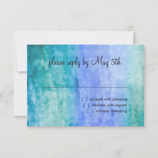 RSVP Card Waterverf Streaks Blue Star van David (Voorkant)