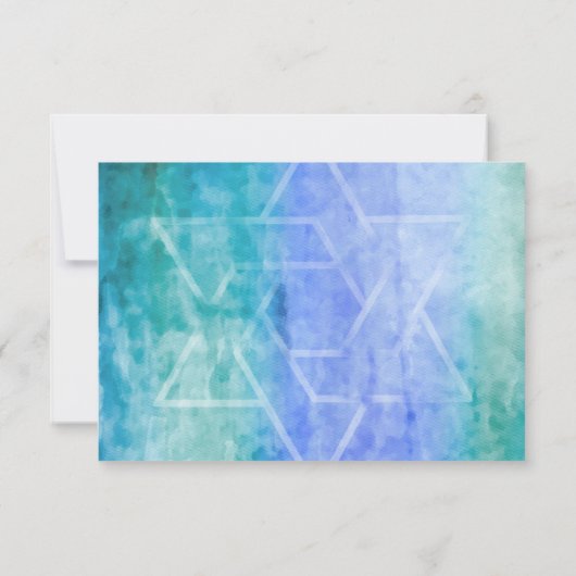 RSVP Card Waterverf Streaks Blue Star van David (Achterkant)
