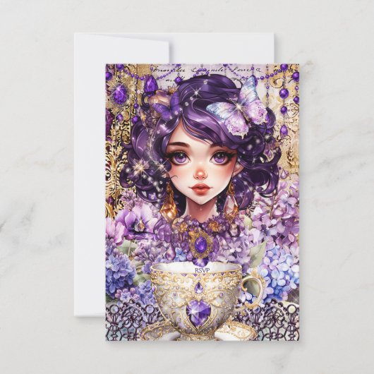 RSVP Card Whimsical Teacup (Voorkant)