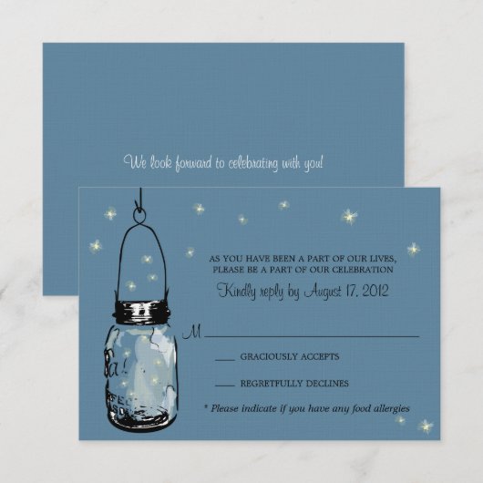 RSVP Card Whimsy Fireflies (Voorkant / Achterkant)