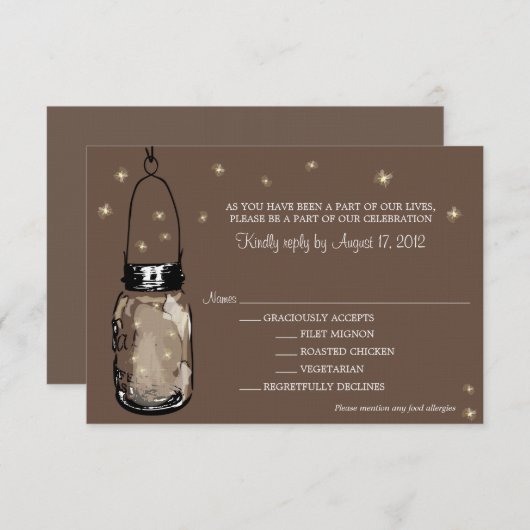 RSVP Card Whimsy Fireflies (Voorkant / Achterkant)