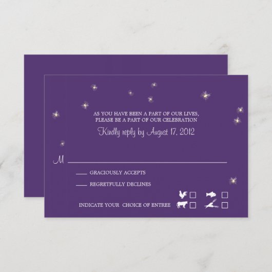 RSVP Card Whimsy Fireflies (Voorkant / Achterkant)