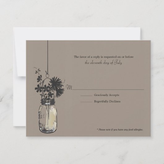 RSVP Card Wind Bloemen & Mason Jar (Voorkant)