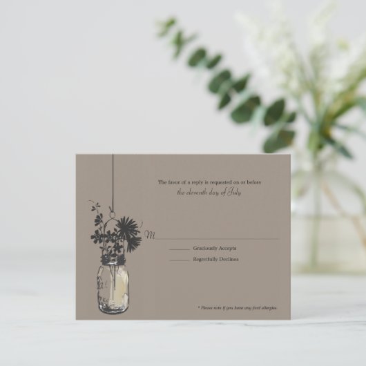RSVP Card Wind Bloemen & Mason Jar (Staand voorkant)