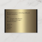 RSVP Card Zwart Goud Glam Bloemen Informatiekaartje (Achterkant)