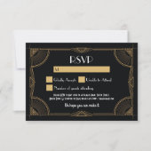 RSVP Cards 1920's  Gatsby bruiloft uitnodigingen (Voorkant)