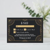 RSVP Cards 1920's  Gatsby bruiloft uitnodigingen (Staand voorkant)