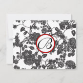 RSVP Cards Zwart en Grijs Rozen Rood Trim (Voorkant)