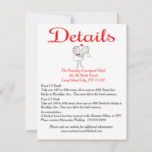 RSVP Cartoon Bruid & Bruidegom Details / Richtinge Kaartje