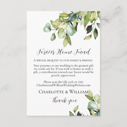RSVP Cash Fund QR-code Elegant Green Botanicals Informatiekaartje (Achterkant)