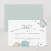 RSVP | Casual Beach Seashells Coral en Blauwgroen Kaart (Voorkant / Achterkant)