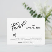RSVP Casual Handschrift Script BW Bruiloft Set (Staand voorkant)