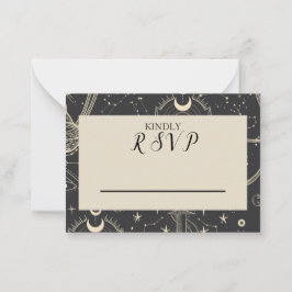 RSVP Celestial Boho Wedding Card Notitiekaartje