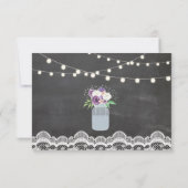 RSVP Chalk Lace Wedding Rustic Lights Floral Jar Kaart (Achterkant)