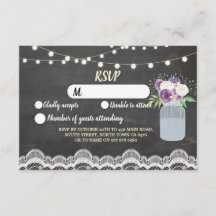 RSVP Chalk Lace Wedding Rustic Lights Floral Jar