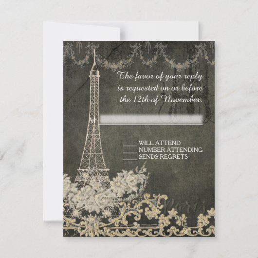 RSVP Chalk  Paris Parisian Stylish Wedding (Achterkant)