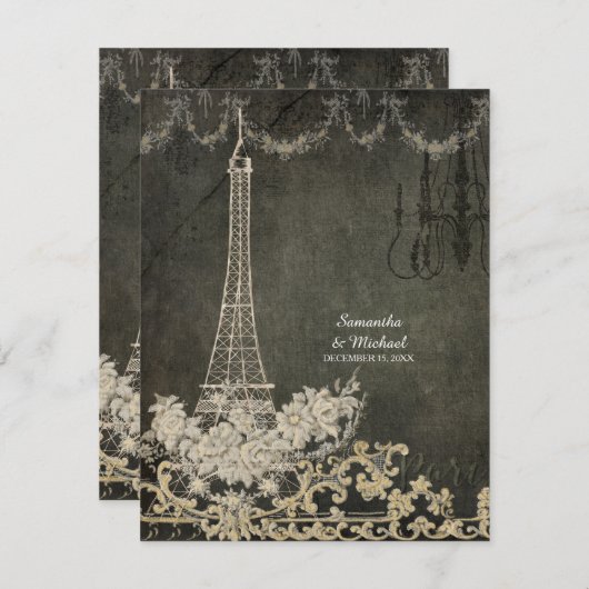 RSVP Chalk Paris Parisian Stylish Wedding (Voorkant / Achterkant)