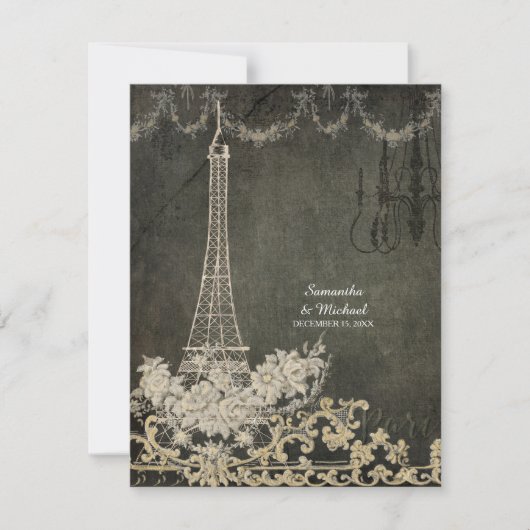 RSVP Chalk Paris Parisian Stylish Wedding Kaartje (Voorkant)