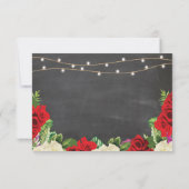 RSVP Chalk Wedding Rustic Lights Red Roses Kaart (Achterkant)