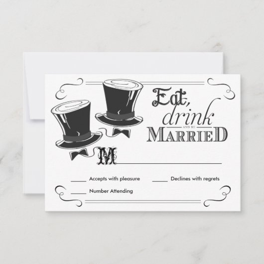 RSVP Chalkboard Gay Wedding Top Hats (Voorkant)