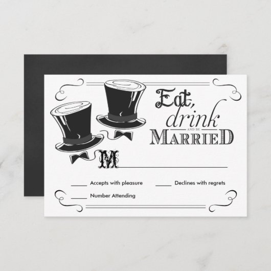 RSVP Chalkboard Gay Wedding Top Hats (Voorkant / Achterkant)