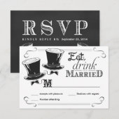 RSVP Chalkboard Gay Wedding Top Hats Kaartje (Voorkant / Achterkant)