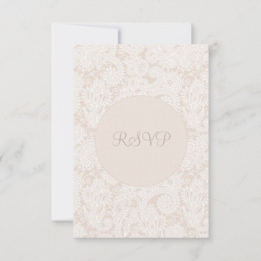 RSVP Champagne Ivory Lace Wedding Card (Voorkant)