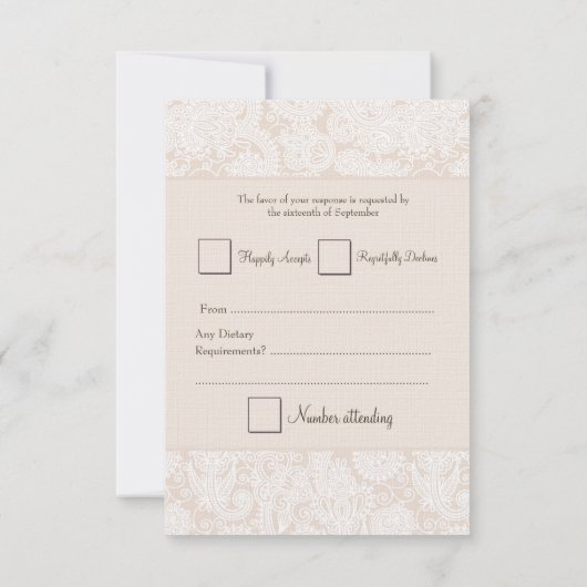 RSVP Champagne Ivory Lace Wedding Card (Achterkant)
