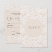 RSVP Champagne Ivory Lace Wedding Card Kaartje (Voorkant / Achterkant)
