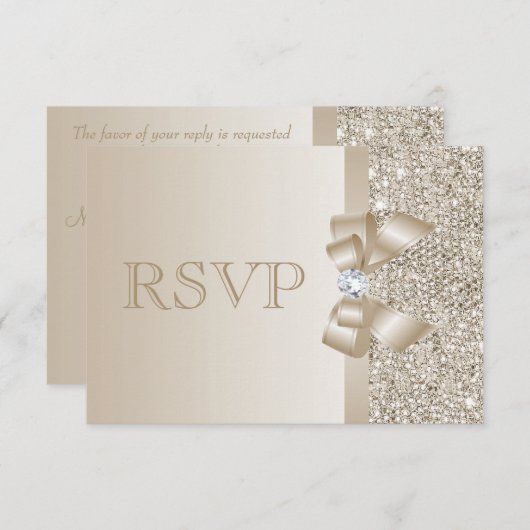 RSVP Champagne Sequins, Bow & Diamant RSVP (Voorkant / Achterkant)
