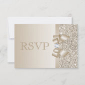 RSVP Champagne Sequins, Bow & Diamant RSVP Kaartje (Voorkant)