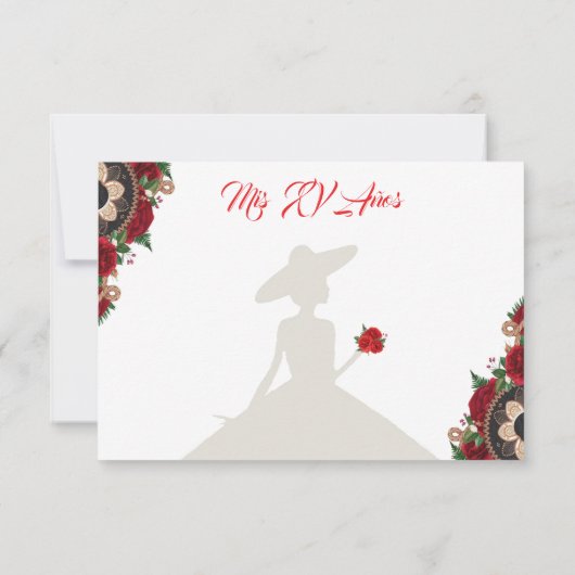 RSVP Charra Invitations, Red Roses charra (Achterkant)