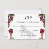 RSVP Charra Invitations, Red Roses charra Kaartje (Voorkant)