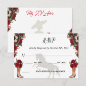 RSVP Charra Invitations, Red Roses charra Kaartje (Voorkant / Achterkant)