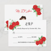 RSVP Charra Invitations, Red Roses charra Kaartje (Voorkant / Achterkant)