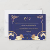 RSVP Charro Invitation, in Navy Blue en Gold Bedankkaart (Voorkant)