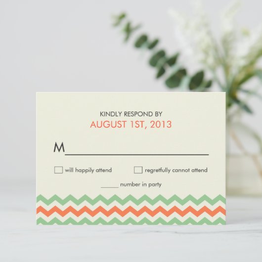 RSVP Chevron Wedding Coral Mint Green (Staand voorkant)