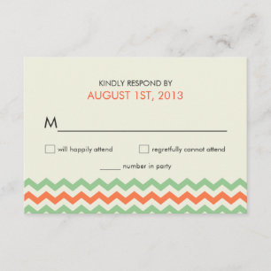 RSVP Chevron Wedding Coral Mint Green Kaartje