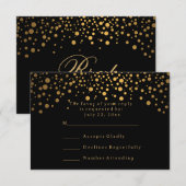 RSVP Chic Confetti Goud Stippen Bruiloft Kaartje (Voorkant / Achterkant)