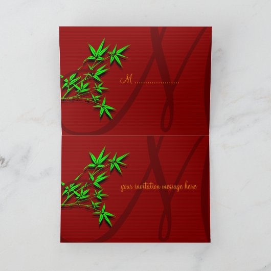 RSVP Chinese trouwuitnodigkaart met bamboe (Binnen)