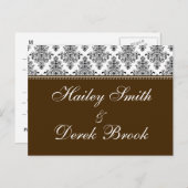 RSVP - Chocolade & Witte tekst Uitnodiging Briefkaart (Voorkant / Achterkant)