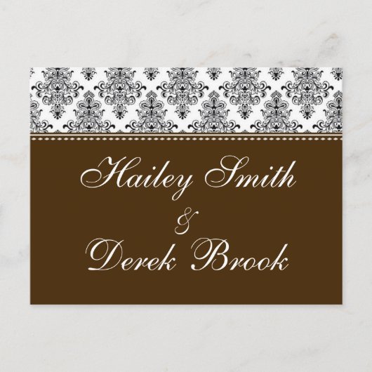 RSVP - Chocolade & Witte tekst Uitnodiging Briefkaart (Voorkant)