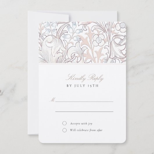 RSVP Classic Gouden Lelie Pastel Bruiloft Antwoord Kaart (Voorkant)