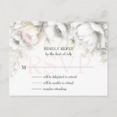 RSVP Classic Modern Ivory and Blush Floral Briefkaart (Voorkant)