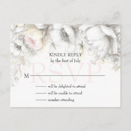 RSVP Classic Modern Ivory and Blush Floral  Briefkaart