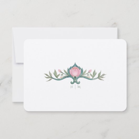 RSVP Classic Pioenen Huwelijksantwoord Kaart (Achterkant)