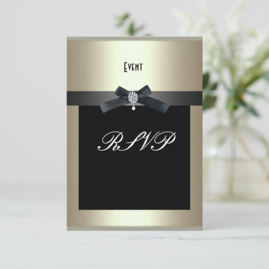 RSVP Corporate Event Formal Black Stropdas Champag (Staand voorkant)