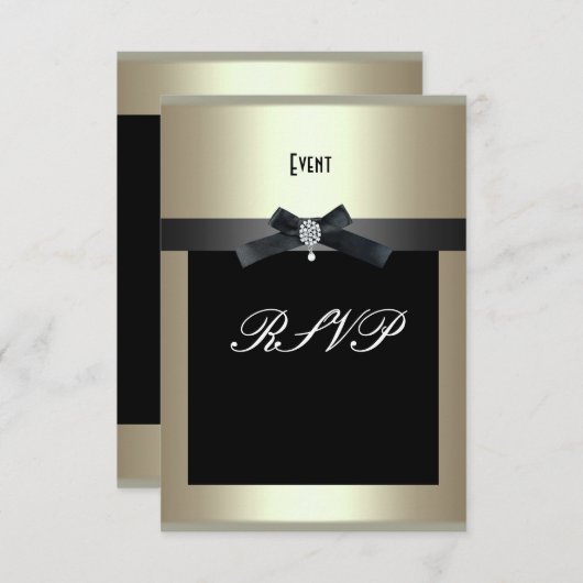 RSVP Corporate Event Formal Black Stropdas Champag (Voorkant / Achterkant)