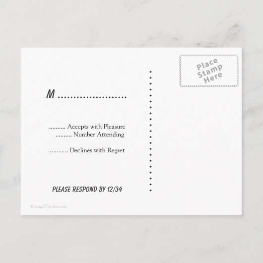 RSVP Custom Black Polka Dot Briefkaart (Achterkant)